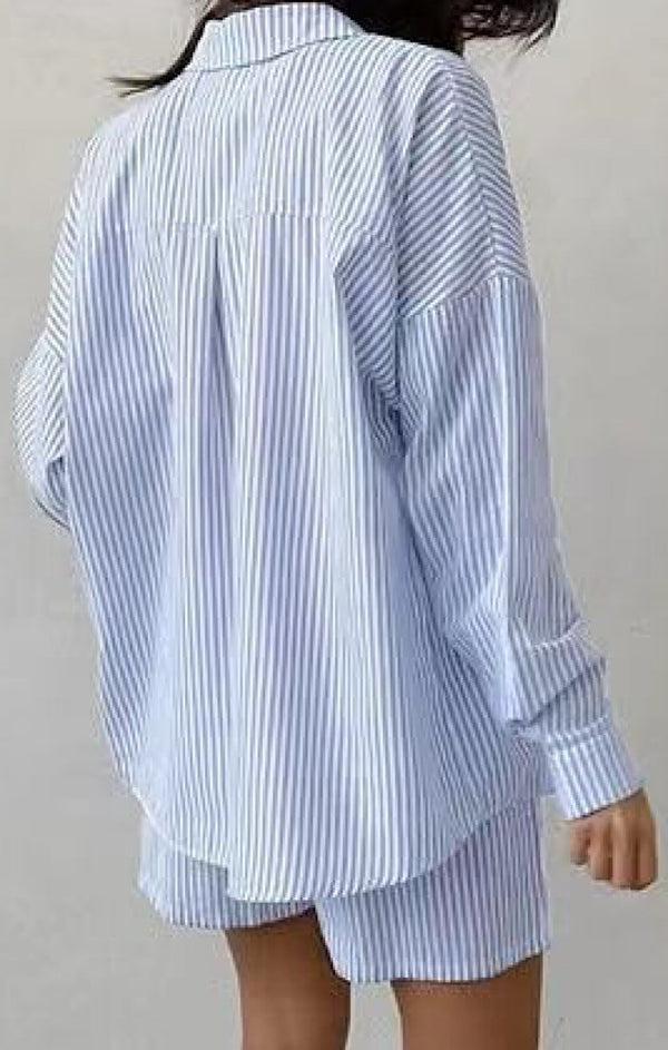 Striped Two Piece Shorts Set