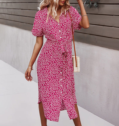 Flutter Sleeve Tie Waist Wrap Dress – Summer Colors