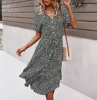 Flutter Sleeve Tie Waist Wrap Dress – Summer Colors