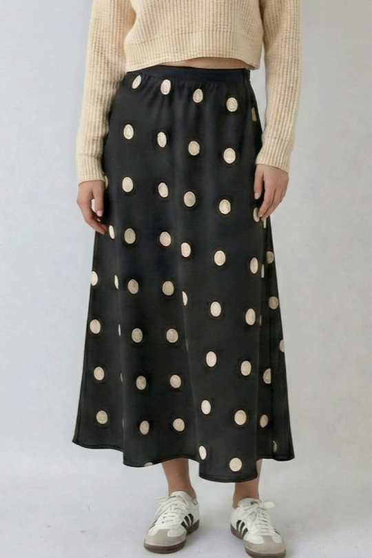 Vintage Polka Dot Midi Skirt