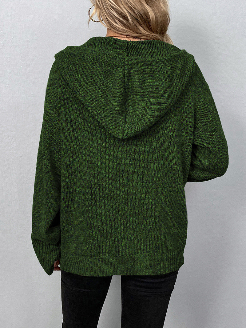 Button front hooded cardigan