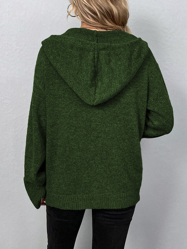 Button front hooded cardigan