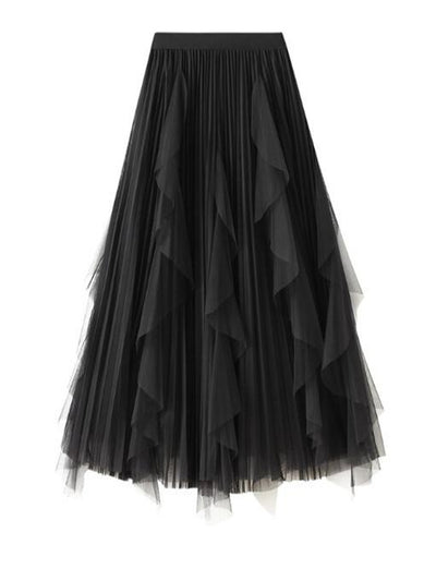 Pleated chiffon midi skirt