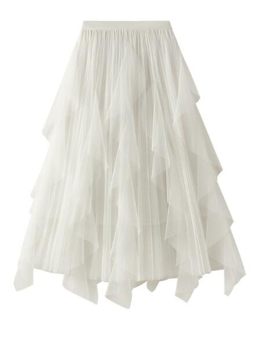 Pleated chiffon midi skirt
