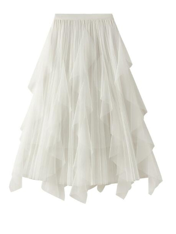 Pleated chiffon midi skirt