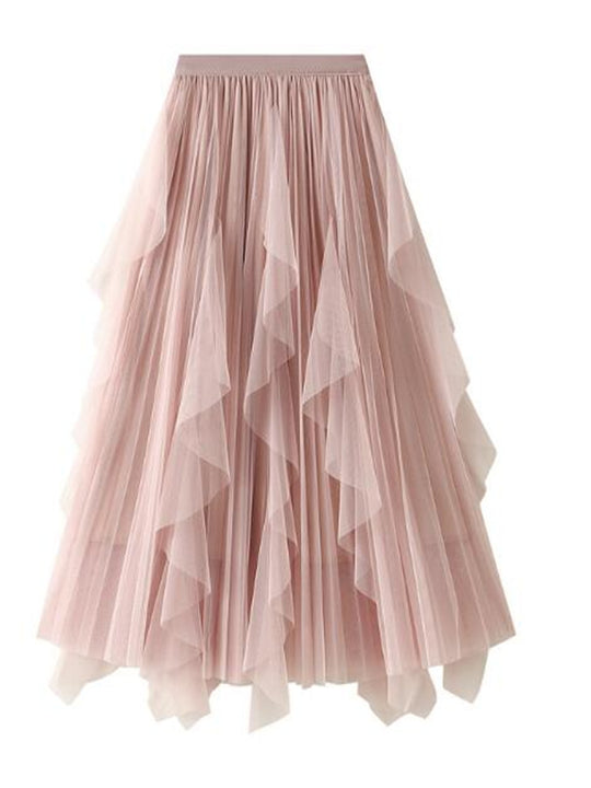 Pleated chiffon midi skirt