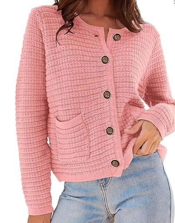 Textured button front cardigan