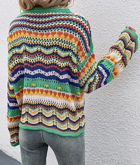Crochet striped sweater