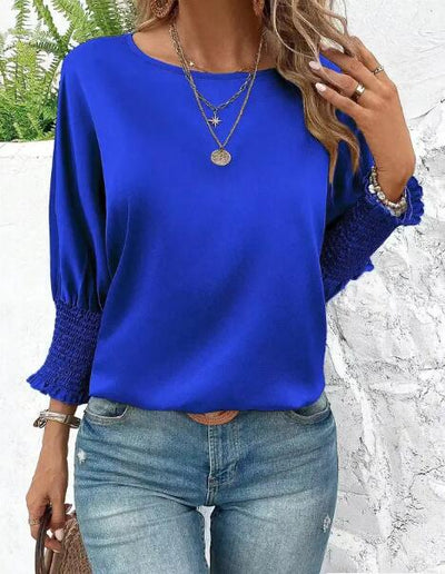 Smocked cuffs  Long sleeve blouse