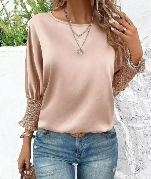 Smocked cuffs  Long sleeve blouse