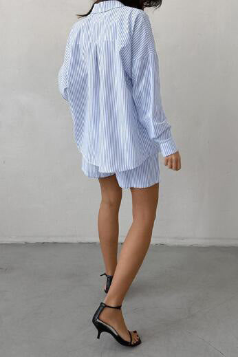 Striped Two Piece Shorts Set