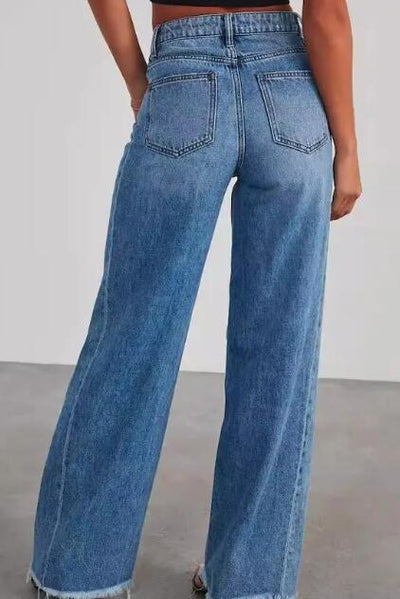High Waisted Denim Wide Leg Jeans