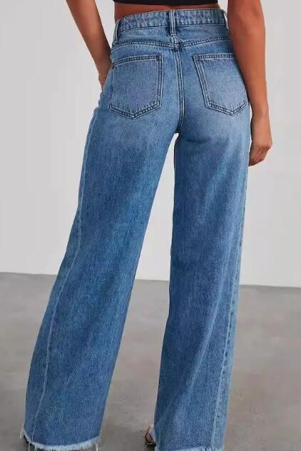 High Waisted Denim Wide Leg Jeans