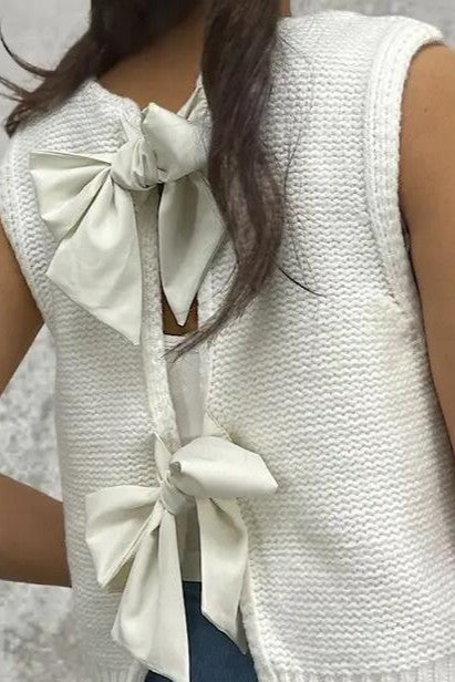Open back bow sweater