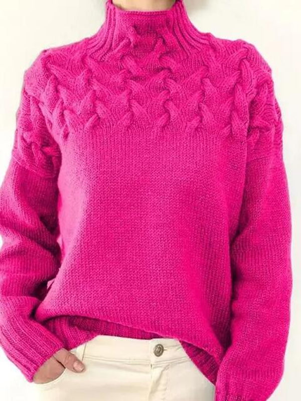 Mock neck knit sweater