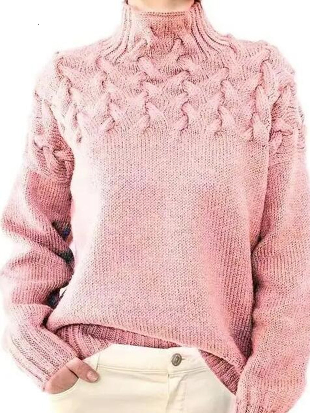 Mock neck knit sweater