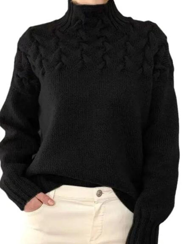 Mock neck knit sweater