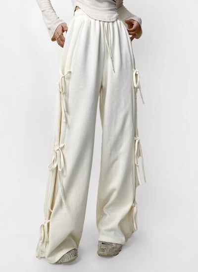 Side tie ribbon bows sweat pants