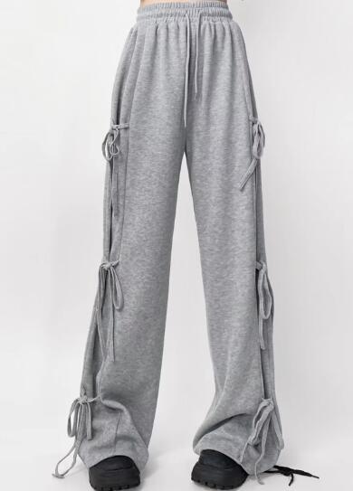 Side tie ribbon bows sweat pants