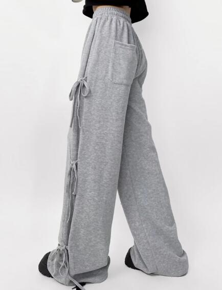 Side tie ribbon bows sweat pants