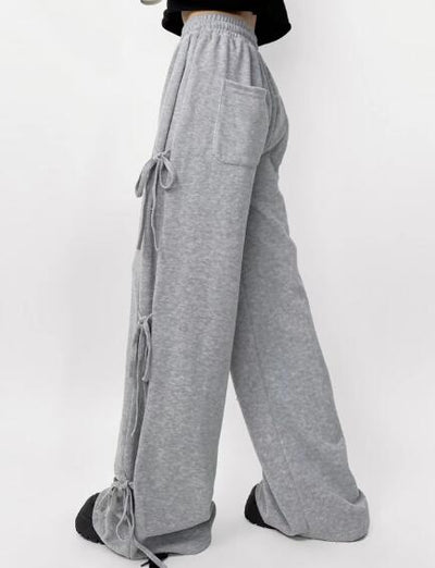 Side tie ribbon bows sweat pants
