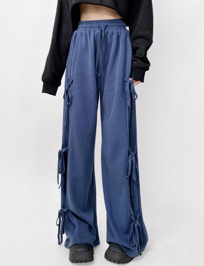 Side tie ribbon bows sweat pants