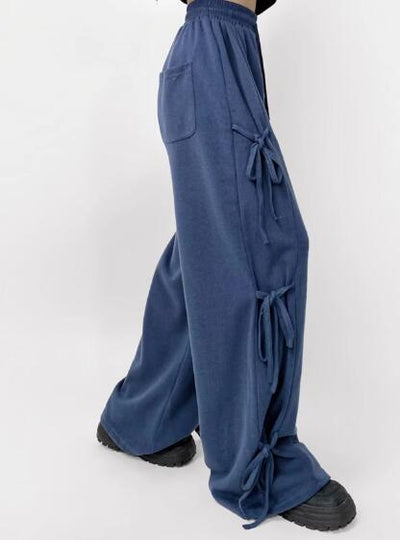 Side tie ribbon bows sweat pants