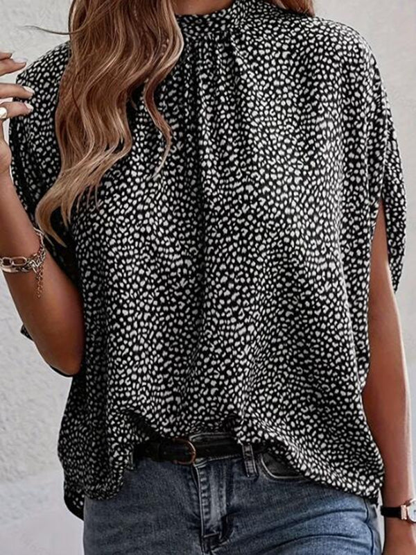 Mock collar winged blouse