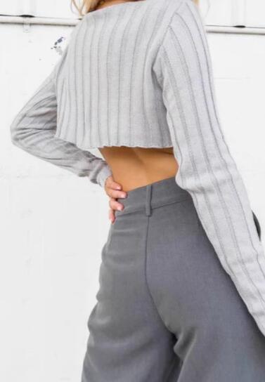 Cropped thick ribbed sweater