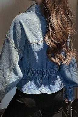 V neck denim jacket