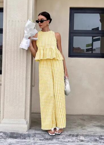 Miss Sparkling Gingham Pants & Top Set