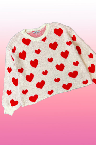 Fuzzy heart sweater