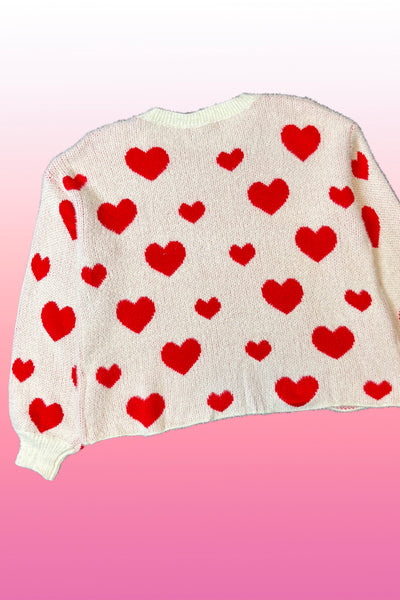 Fuzzy heart sweater