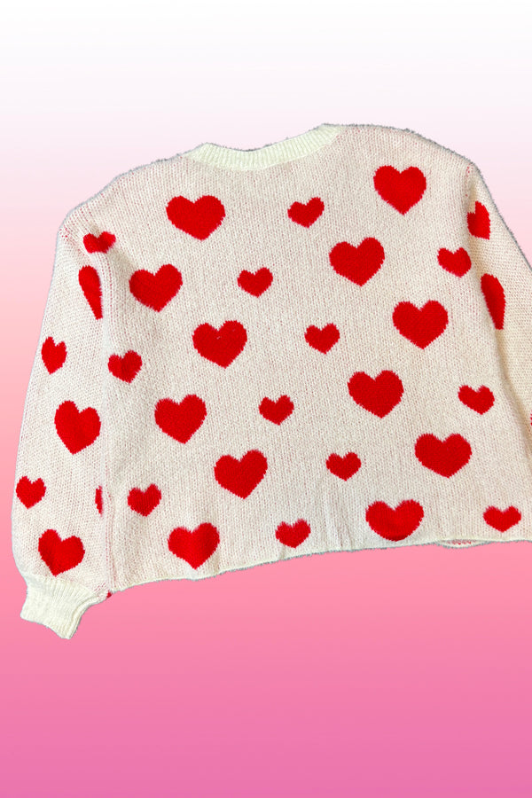 Fuzzy heart sweater