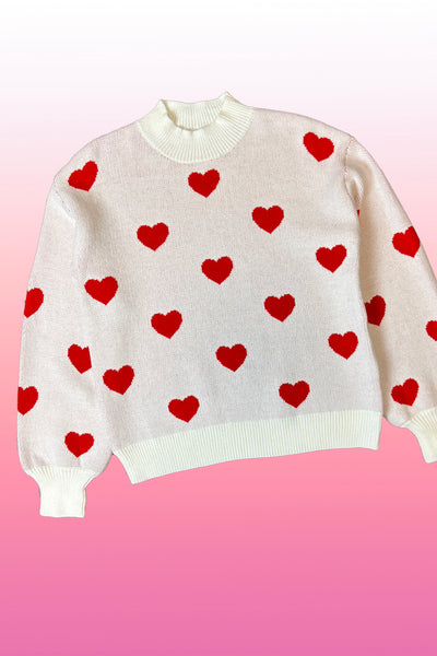 All over heart sweater