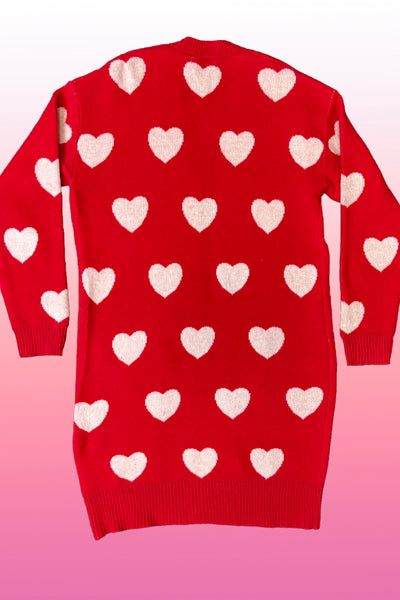 Knee length heart cardigan