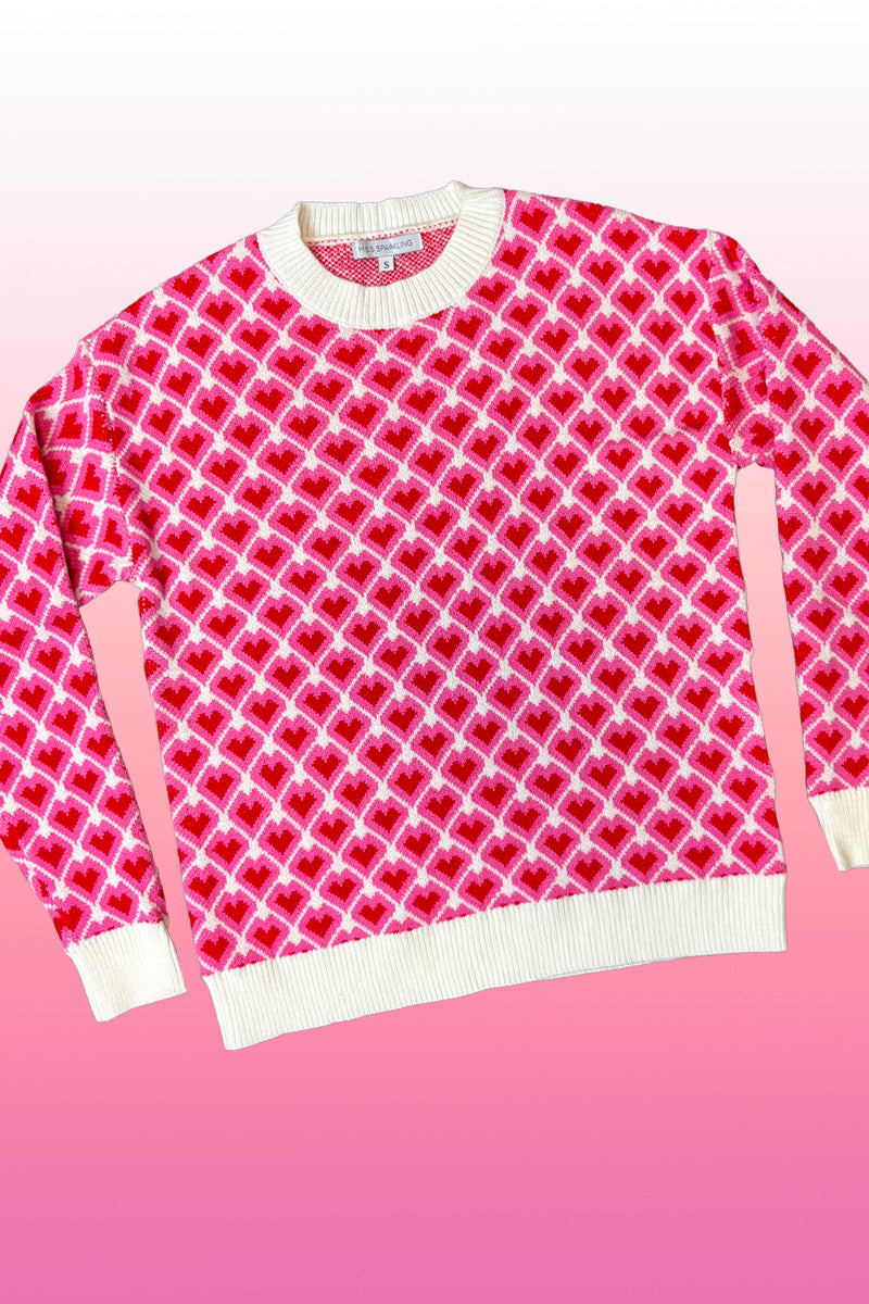 All over heart sweater