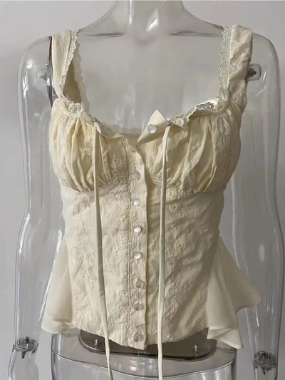 Button front tank top blouse