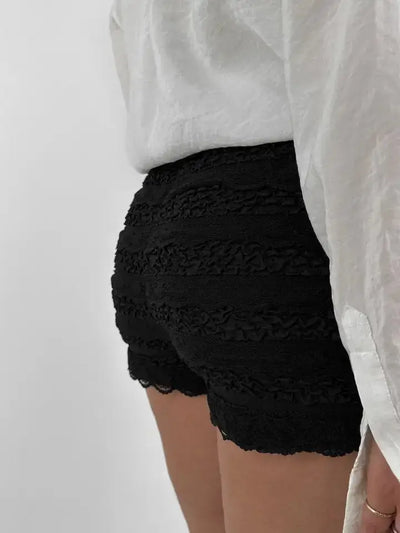 Lace Bow Elastic Waist Shorts