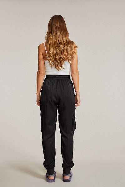 Textured satin cargo pants - Miss Sparkling