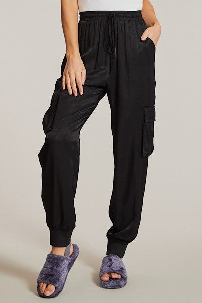 Textured satin cargo pants - Miss Sparkling