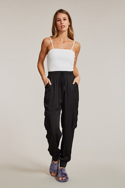 Textured satin cargo pants - Miss Sparkling