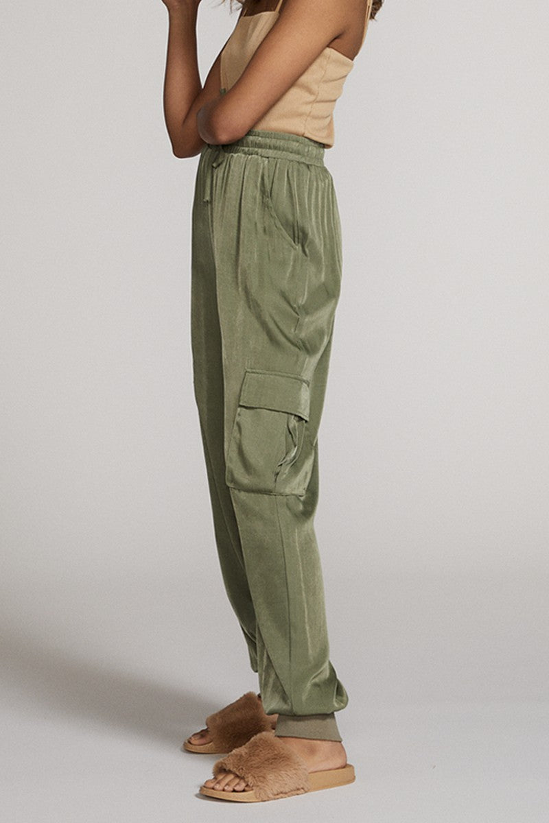 Textured satin cargo pants - Miss Sparkling