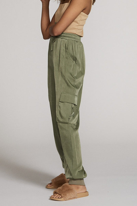 Textured satin cargo pants - Miss Sparkling