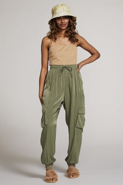 Textured satin cargo pants - Miss Sparkling
