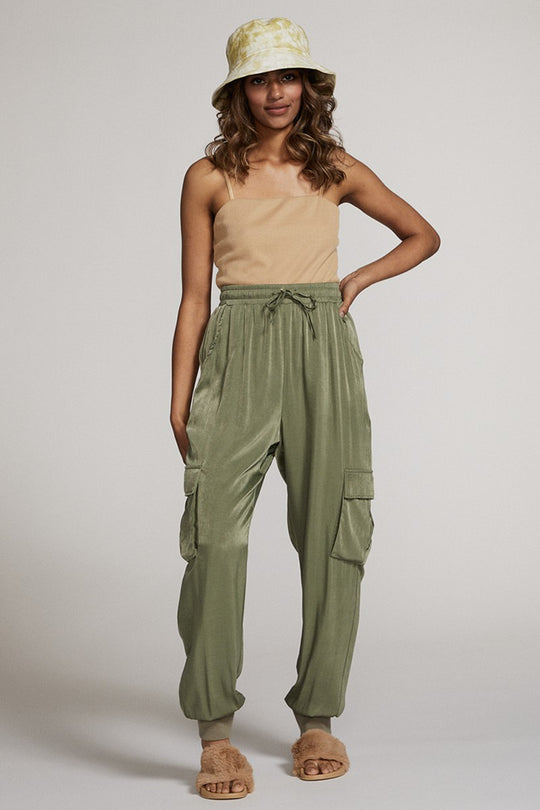 Textured satin cargo pants - Miss Sparkling
