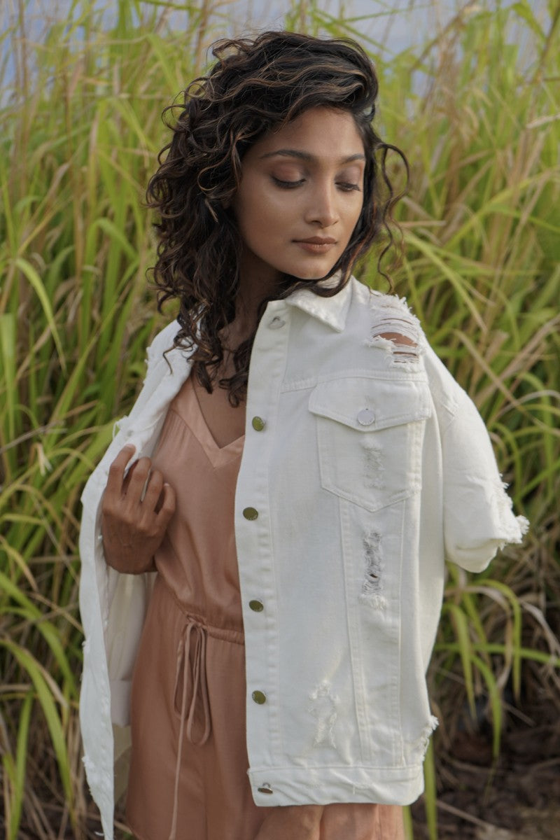 Distressed denim jacket - Miss Sparkling