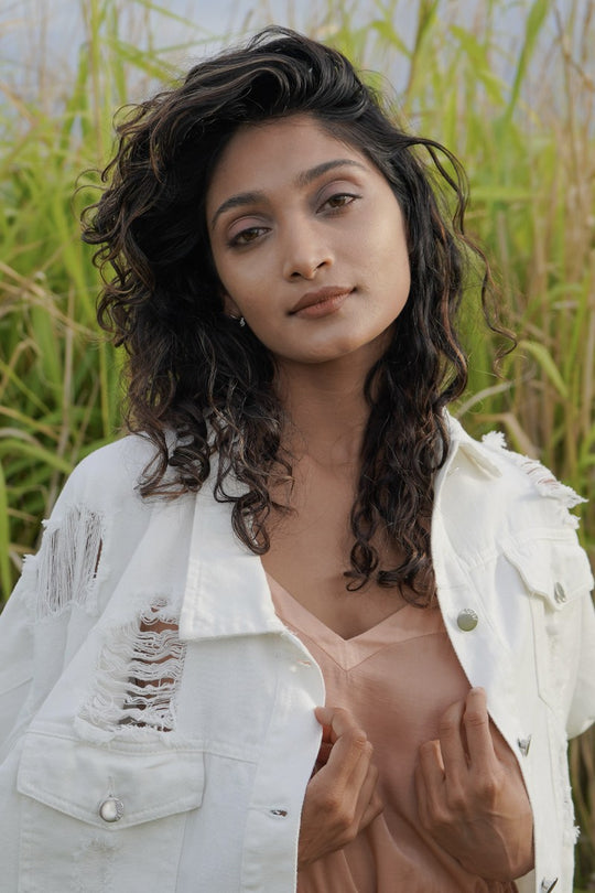 Distressed denim jacket - Miss Sparkling