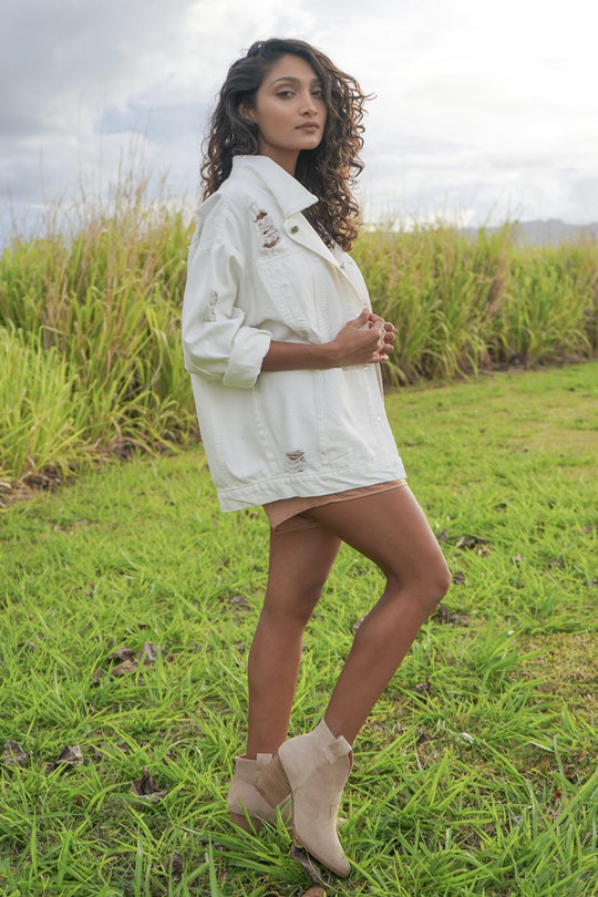 Distressed denim jacket - Miss Sparkling