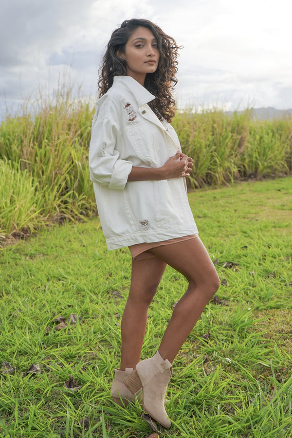 Distressed denim jacket - Miss Sparkling